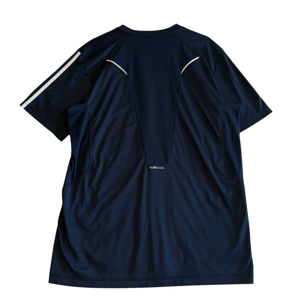 Adidas ClimaCool Short Sleeve‎ Blue White Stripes Athletic Gym Shirt XL #419